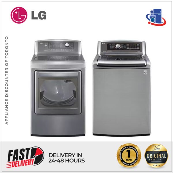 LG 5.2 cu. ft. Top Load Washer & 7.3 cu. ft. Electric Dryer Set with TurboWash™ Technology (Models WT5680HVA & DLEX5170V)