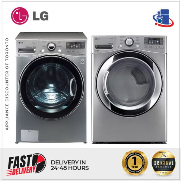 LG 4.0 cu. ft. Front Load Washer & 7.4 cu. ft. Electric Dryer with Steam Technology (Models WM3470HVA & DLEX3370V)
