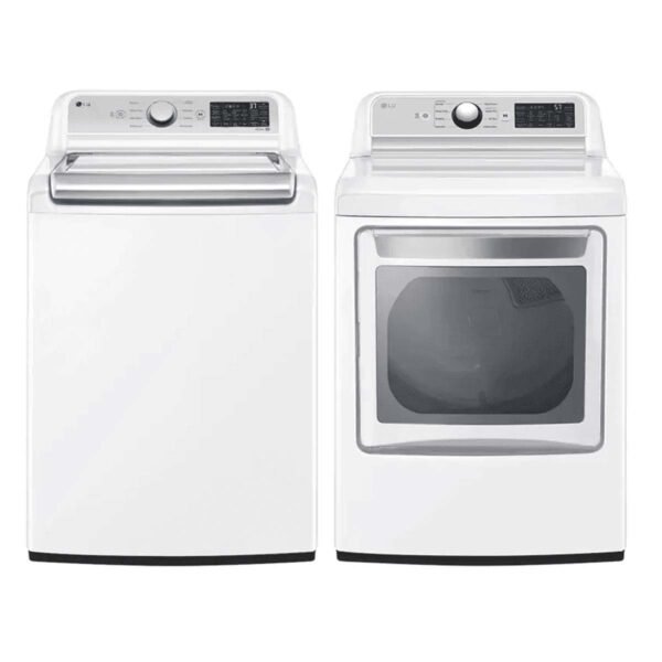 LG 5.3 cu. ft. Smart Top Load Washer & 7.3 cu. ft. Smart Electric Dryer Set (Models WT7405CW & DLE7400WE) - Image 2